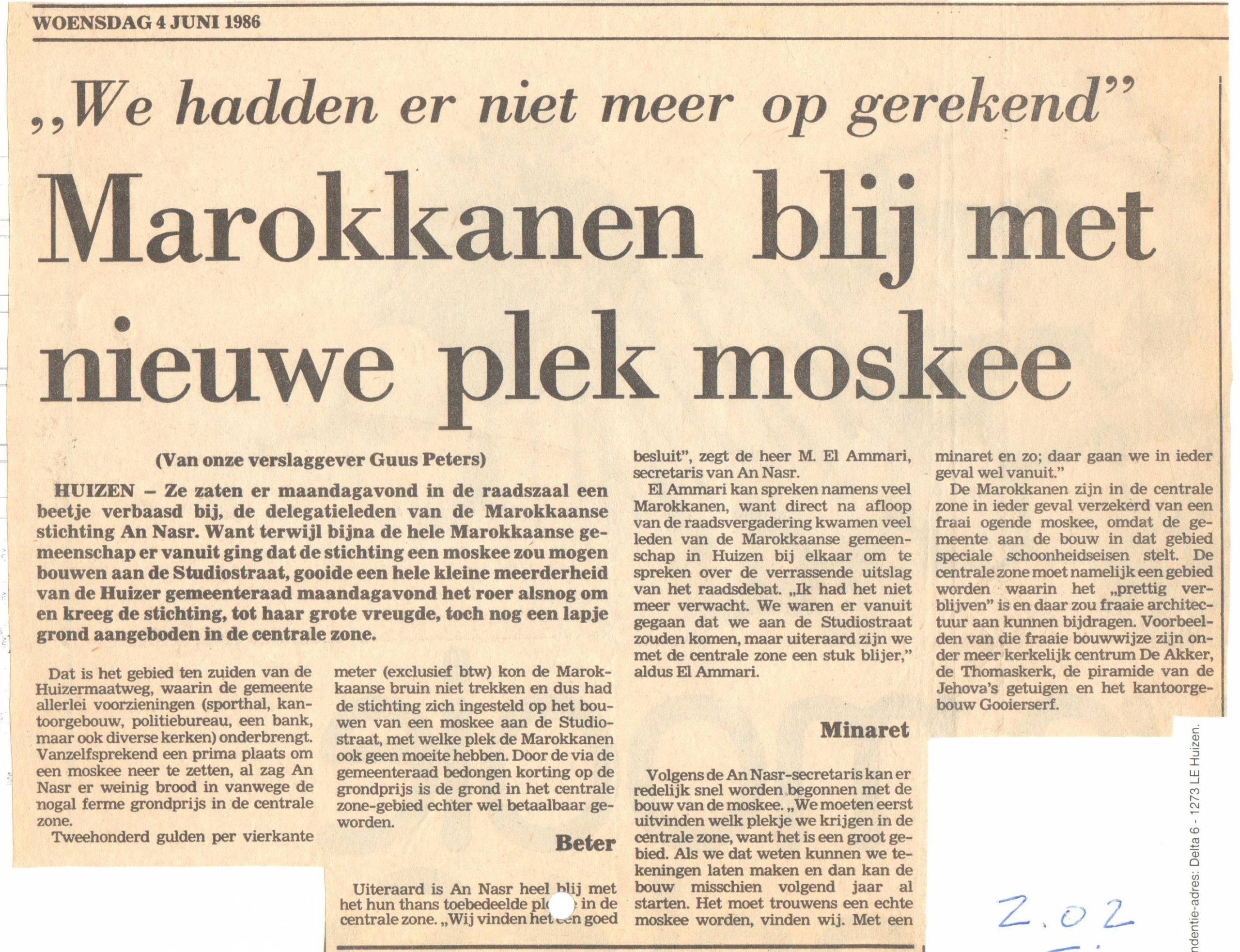 Historisch archiefbeeld uit de bouwgeschiedenis van Moskee An-Nasr